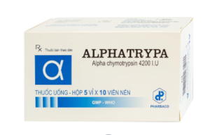 ALPHATRYPA (Chymotrypsin 4200IU) Hộp 5 vỉ Alu x 10 viên