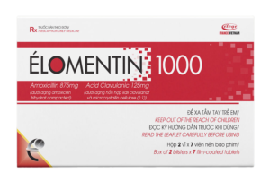 ÉLOMENTIN 1000 (Amoxicillin 875mg + Acid clavulanic 125mg) Hộp 2 vỉ x 7 viên