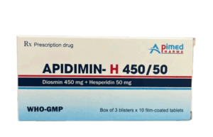 APIDIMIN 450/50 (Diosmin 450mg+ Hesperidin 50mg) Hộp 3 vỉ x 10 viên