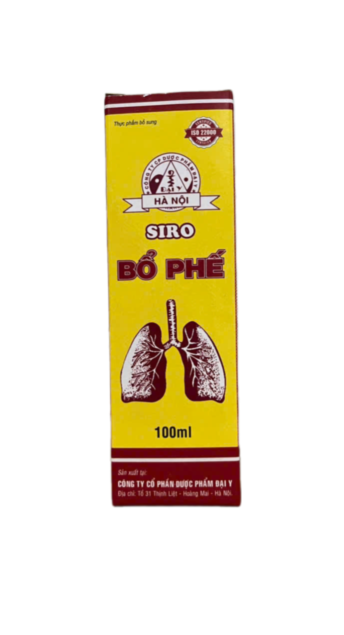 SIRO BỔ PHẾ (Mơ muối 12.5g; Bách Bột 6.25g; Mạch Môn 6.25g; Trần Bì 2.125mg; Cát Cánh 1.5g; Cam Thảo 1.375g) Hộp 1 chai 100ml