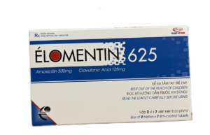 ÉLOMENTIN 625 (Amoxicillin 500mg + Acid clavulanic 125mg) Hộp 2 vỉ x 7 viên