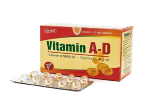 VITAMIN A-D (Vitamin A: 5000 IU, D3: 400IU) Hộp 10 vỉ x 10 viên