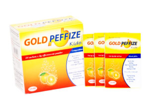 GOLD PEFFIZE KIDS (Men Pepsin 50mg, Papain 25mg, Vitamin B1 0,5mg, Vitamin B2 0,2mg) Hộp 24 gói