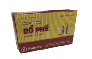 VIÊN NGẬM BỔ PHẾ (Bạch Linh 36mg, Cát cánh 68,5mg, Ma hoàng 26,5mg, Tỳ bà diệp 130mg, Ô mai 60mg, Cam thảo 25mg, Bán hạ 60mg, Bách bộ 75mg, Tang bạch bì 75mg) Hộp 3 vỉ x 10 viên