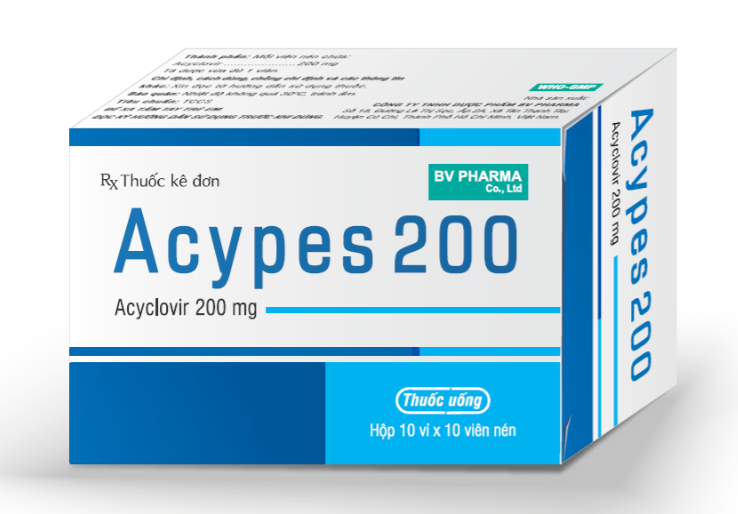 ACYPES 200 (Aciclovir 200mg) Hộp 10 vỉ x 10 viên