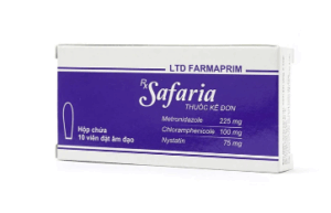 Safaria (Metronidazole 225mg, Chloramphenicol 100mg, Nystatin 75mg) Hộp 2 vỉ x 5 viên