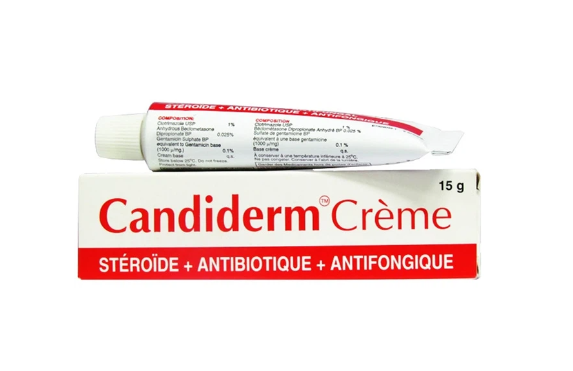 Candiderm (Gentamycin Sulphate 0.1%, Beclomethasone dipropionate 0.025%, Clotrimazole 1%) Tuýp 15g