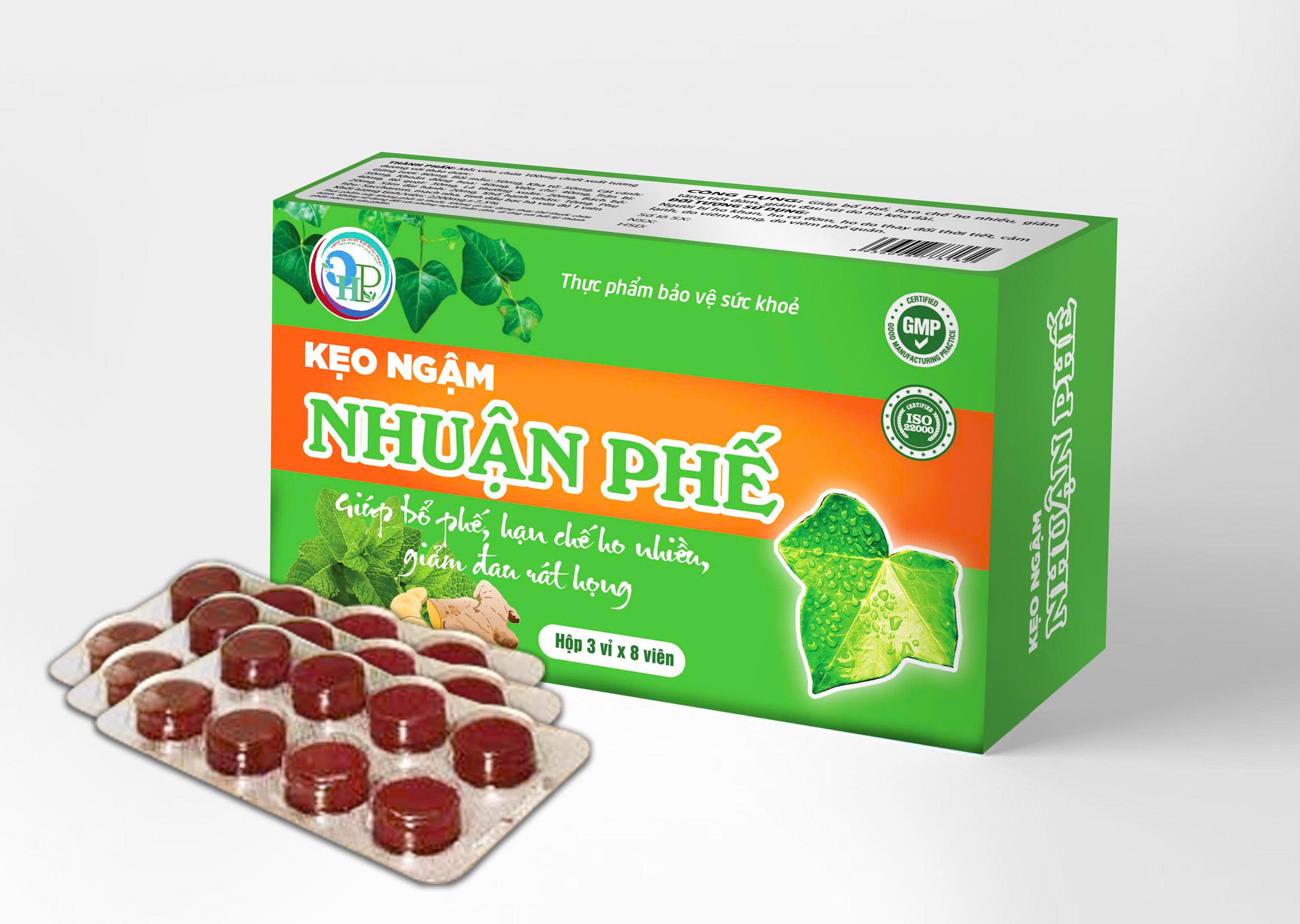 Kẹo ngậm Nhuận Phế Kingphar (Hộp 3 vỉ x 8 viên)