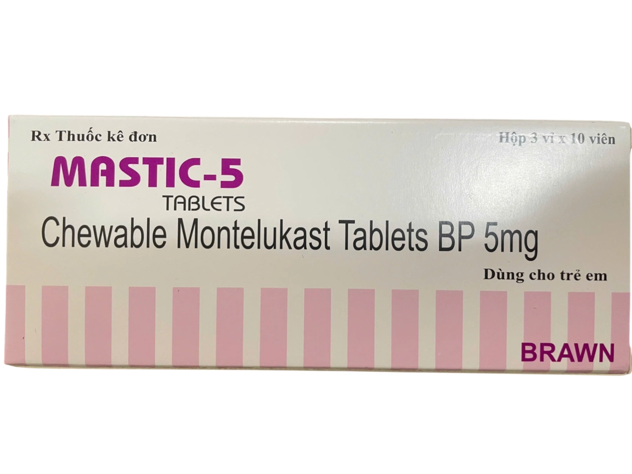 MASTIC-5 (Montelukast 5mg) Hộp 3 vỉ x 10 viên